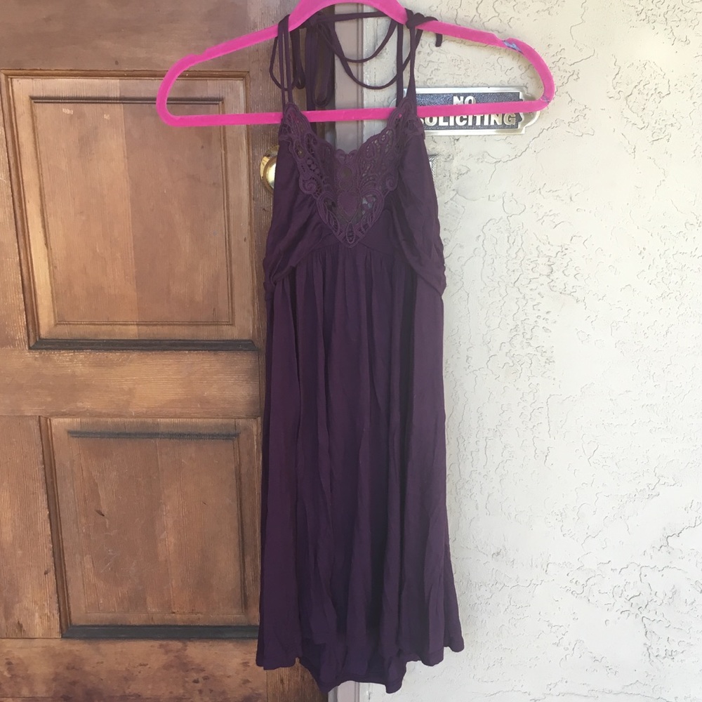 Purple Boho Halter Dress
